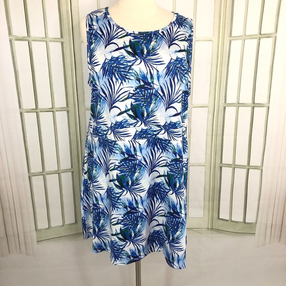 Reel Legends Slinky A-Line Shift Dress Knee Length Size 3X Blue NWT 1L34